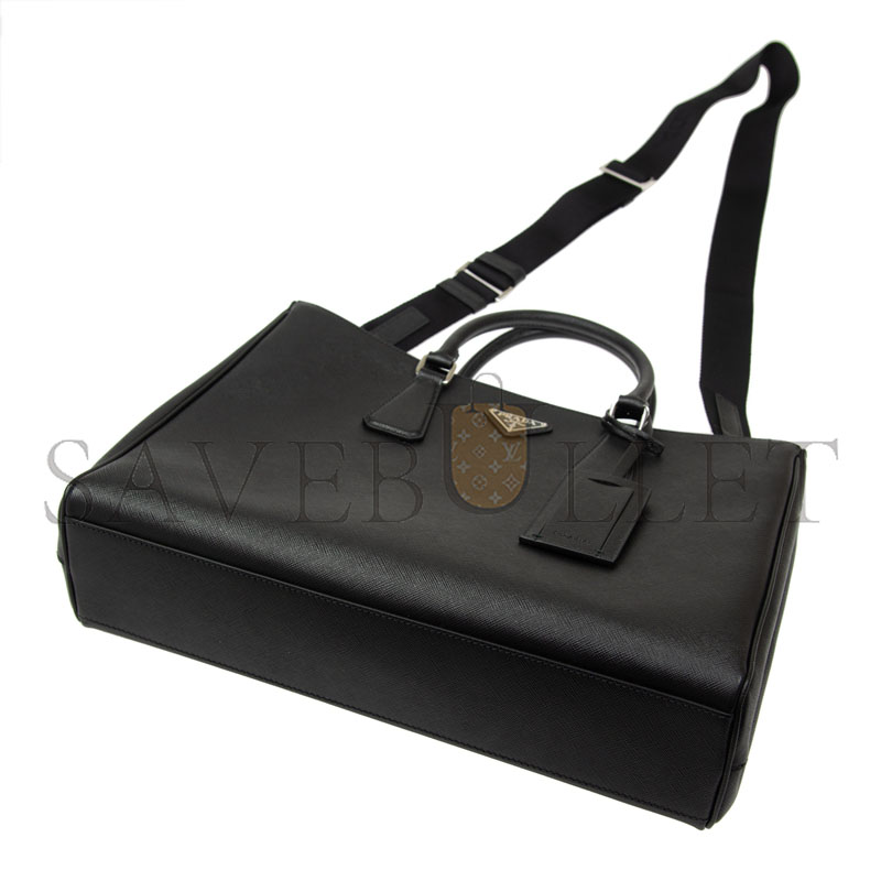 Pra*a saffiano tote bag black 2vg061 (39*29*9cm)